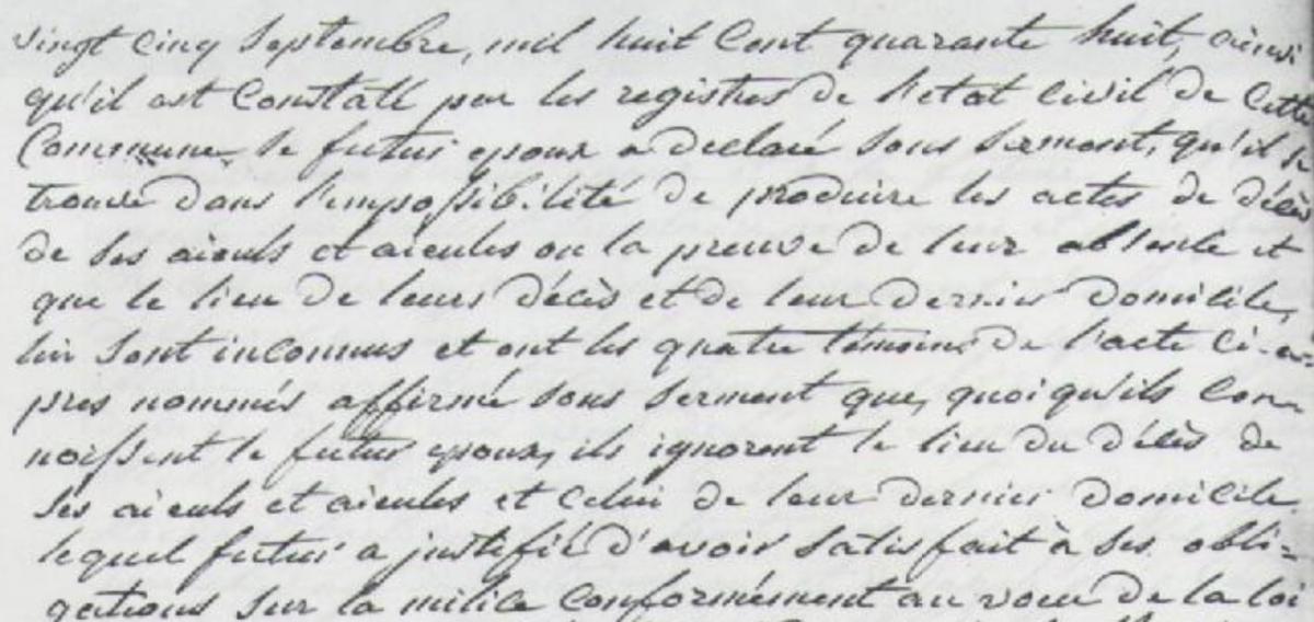 1854 lange thomas declaration d ascendants inconnus dans acte de mariage