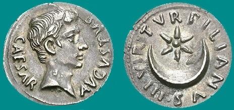 Auguste rome monnaie croissant etoile