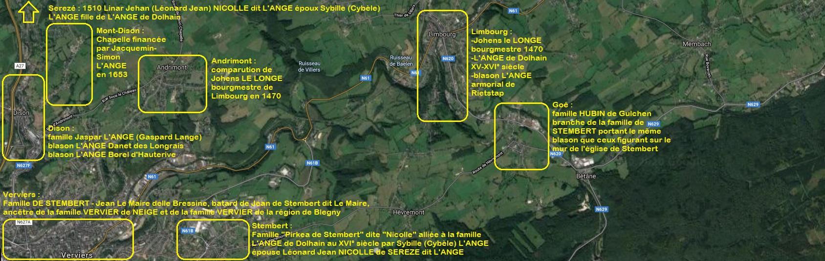 Limbourg carte satellite villages avoisinants